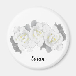 Lovely White Gardenia Flowers on White Magnet