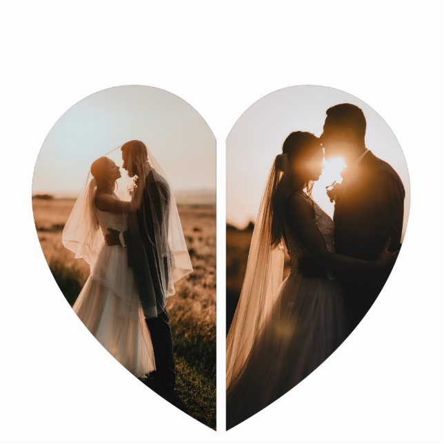 Lovely White Heart Shaped Photo Custom For her him Cutout (Front)