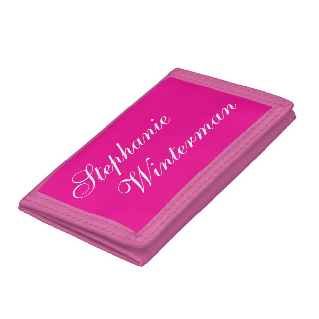 Lovely White Letters with Dark Fuchsia Trifold Wallet (Bottom)