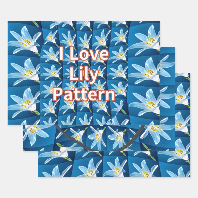Lovely White Lily Pattern Wrapping Paper Sheets (Set)
