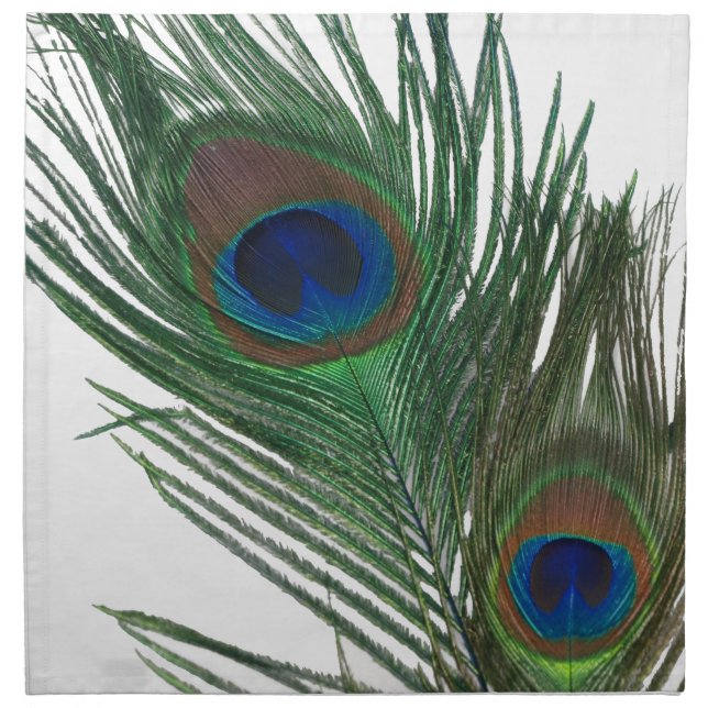 Lovely White Peacock Feather Cloth Napkin (Front)