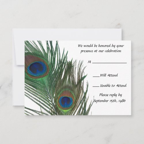 Lovely White Peacock Wedding RSVP
