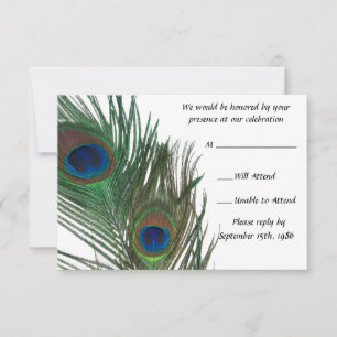 Lovely White Peacock Wedding RSVP Card