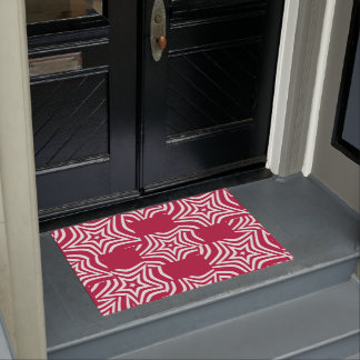 Lovely White Red Star Doormat