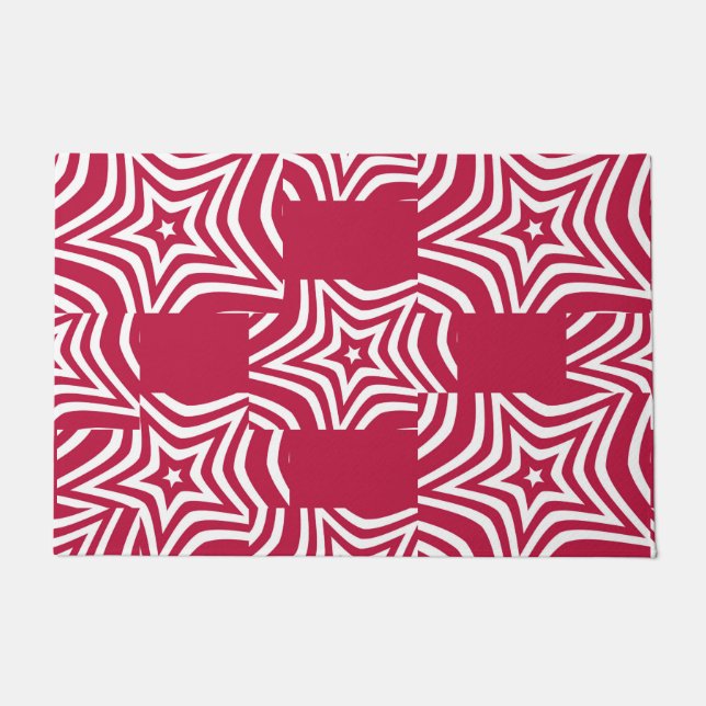 Lovely White Red Star  Doormat (Front)