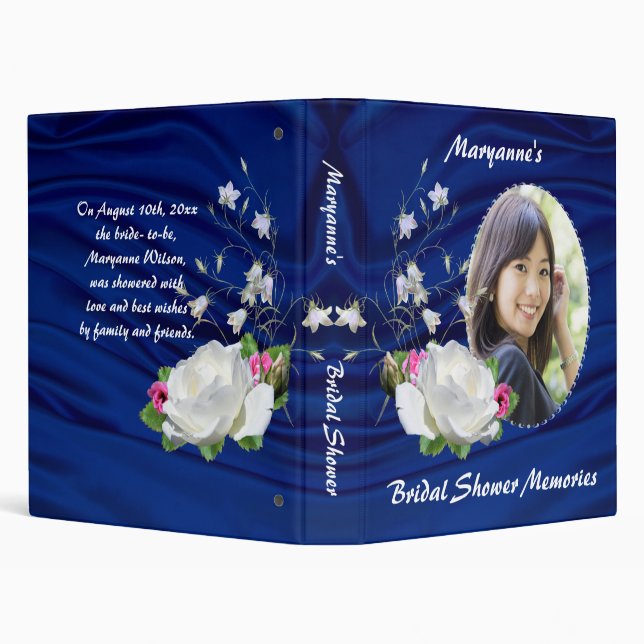 Lovely White Rose Bridal Shower Album 3 Ring Binder (Background)