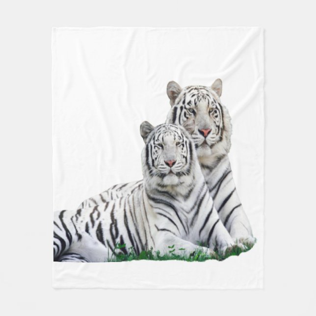 Lovely white tiger fleece blanket (Front)