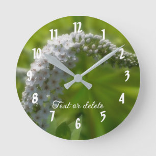 Lovely White Wildflower In Bloom Personalized Round Clock