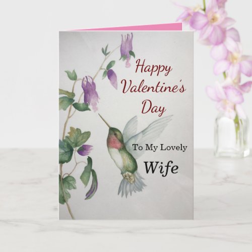 Lovely Wife Hummingbird Valentines Day Card
