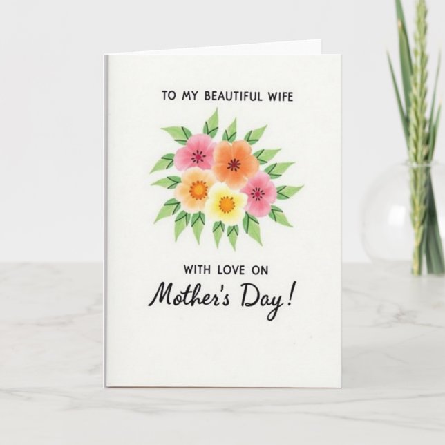 Lovely Wife Mothers Day Blooms Card (Front)