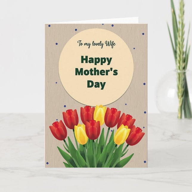 Lovely Wife Mothers Day Tulips Card (Front)