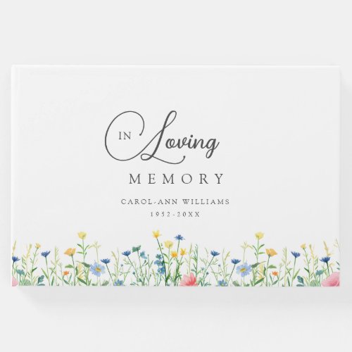 Lovely wildflower In Loving Memory funeral Guest Book