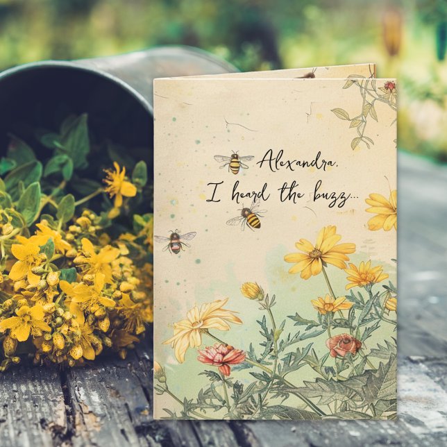 Lovely Wildflowers Bee-day Birthday Card (A bee-utiful wildflower and bee bee-day card for a special someone!)