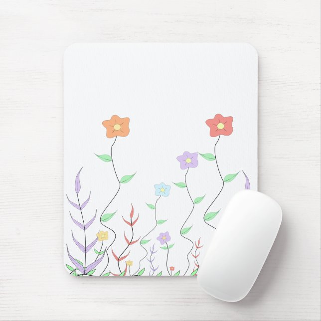 Lovely Wildflowers Mousepad (With Mouse)