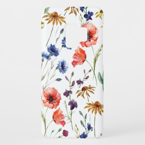 Lovely wildflowers watercolor poppy cornflower Case_Mate samsung galaxy s9 case