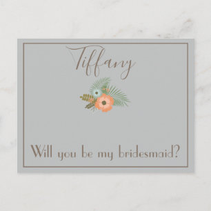 Lovely Will You be my bridesmaid floral Postcard