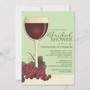 Lovely Wine & Grapes Bridal Shower Invitation