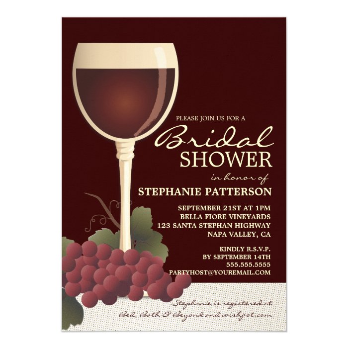 Lovely Wine & Grapes Bridal Shower Invitation