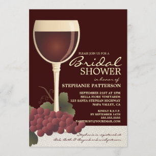 Lovely Wine & Grapes Bridal Shower Invitation
