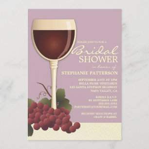 Lovely Wine & Grapes Bridal Shower Invitation