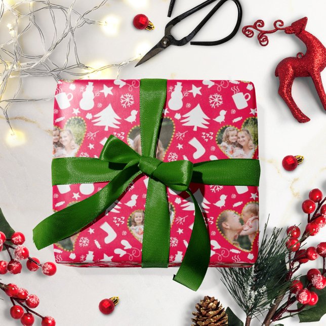 Lovely Winter Pattern Photo Collage Christmas Wrapping Paper (Creator Uploaded)