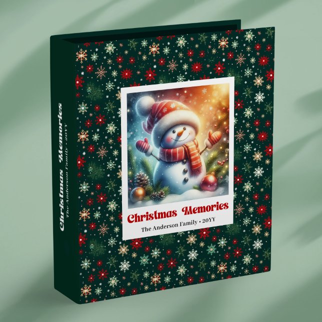 Lovely winter scene Christmas snowman photo kids 3 Ring Binder (Lovely winter scene Christmas snowman photo kids)