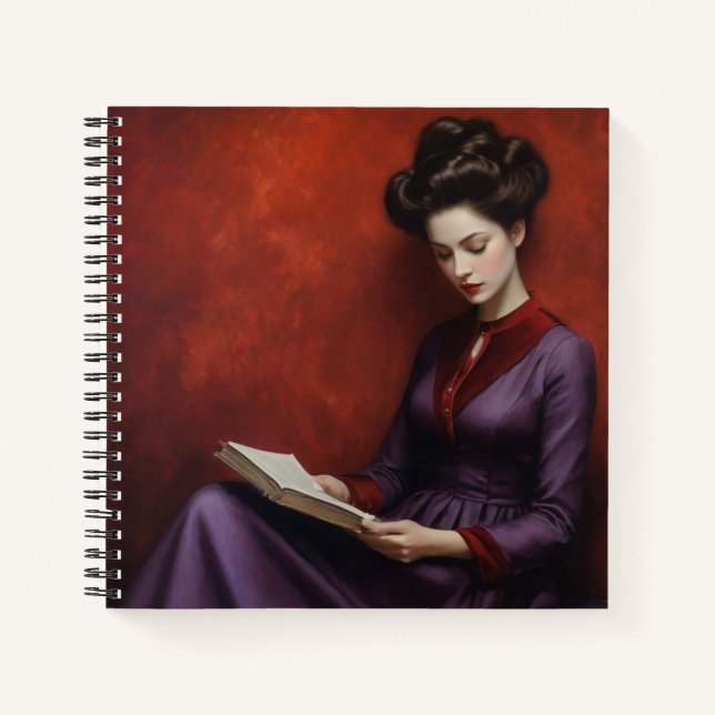 Lovely Woman Reading Notebook (Front)