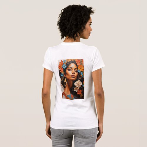 Lovely woman with flowers in her hair T_Shirt