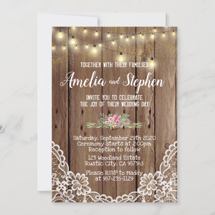 Lovely Wooden Rustic Wedding Invitation | Zazzle