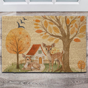 Lovely Woodland Deer Countryside Home Fiber Doormat