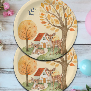 Lovely Woodland Deer Countryside Home Kids Paper Plates