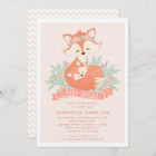 Lovely Woodland Fox Girl Baby Shower Invitation
