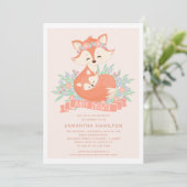 Lovely Woodland Fox Girl Baby Shower Invitation (Standing Front)