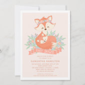 Lovely Woodland Fox Girl Baby Shower Invitation (Front)