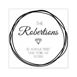 lovely wreath and script address rubber stamp