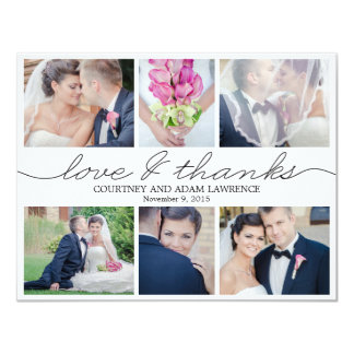 Lovely Writing Wedding Photo Thank You Card White