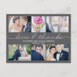 Lovely Writing Wedding Thank You Card - Gray