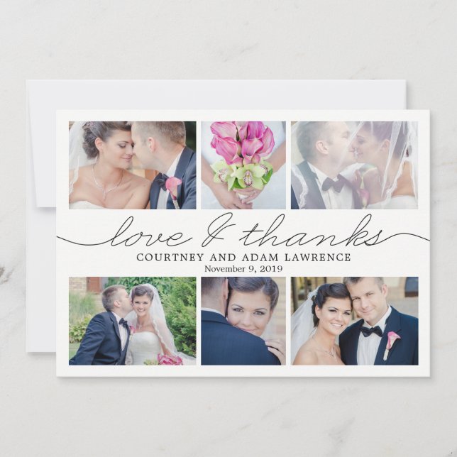 Lovely Writing Wedding Thank You Photo Card (Front)