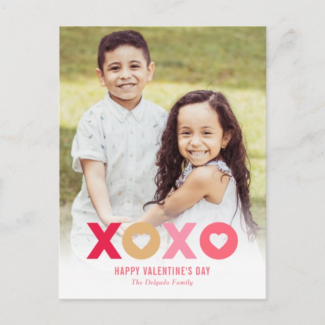 Lovely XOXO Editable Color Valentine's Postcard (Front)