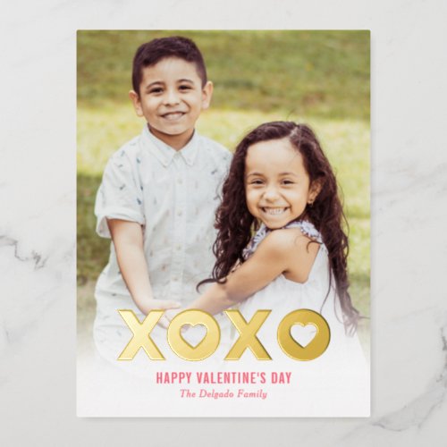 Lovely XOXO Foil Valentines Day Photo Postcard