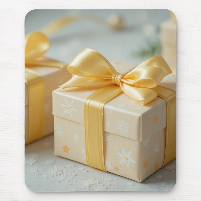 lovely yellow gift box mouse pad (Front)