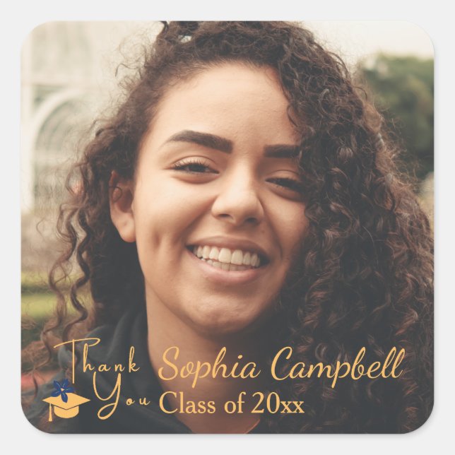 Lovely Yellow Graduation Square Sticker (Front)
