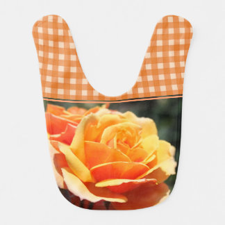 Lovely yellow rose flower and yellow plaid bib