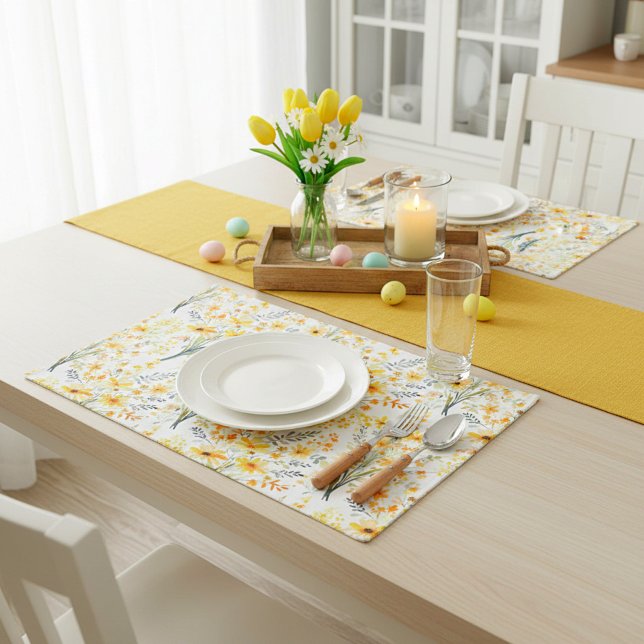 Lovely yellow spring wildflowers cloth placemat (Creator Uploaded)