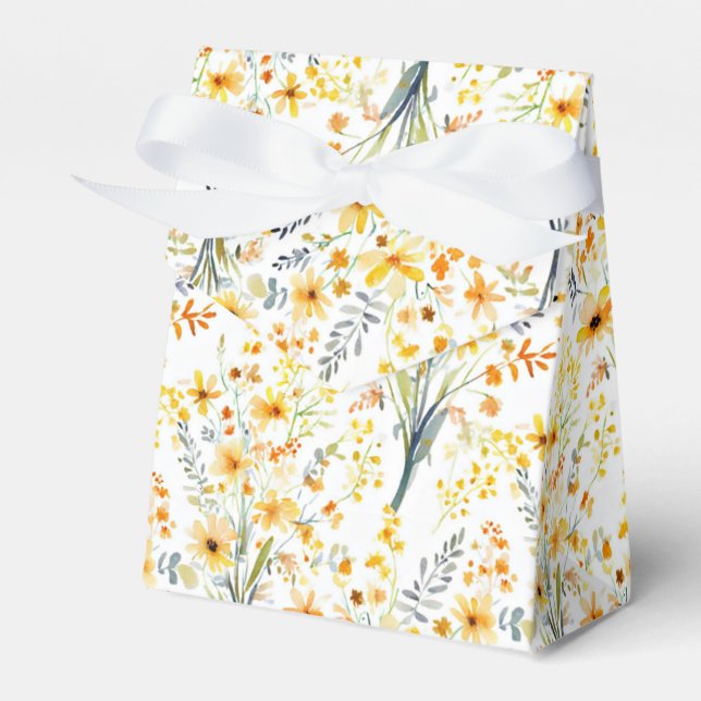 Lovely yellow spring wildflowers favor boxes (Front Side)