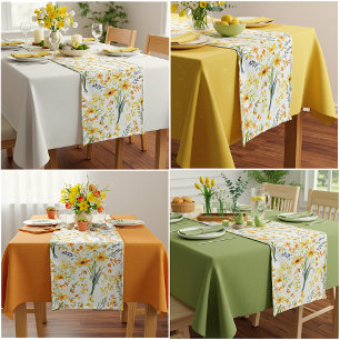 Lovely yellow spring wildflowers medium table runner