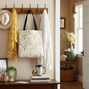 Lovely yellow spring wildflowers personalized tote bag