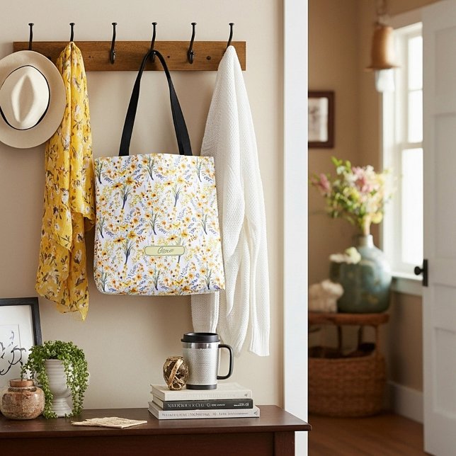 Lovely yellow spring wildflowers personalized tote bag (Creator Uploaded)