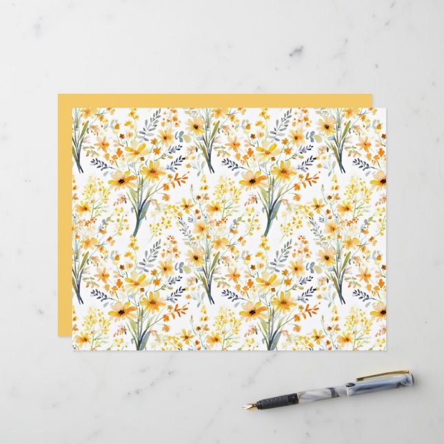 Lovely yellow spring wildflowers scrapbook paper (Front/Back In Situ)