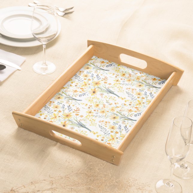 Lovely yellow spring wildflowers serving tray (Front)